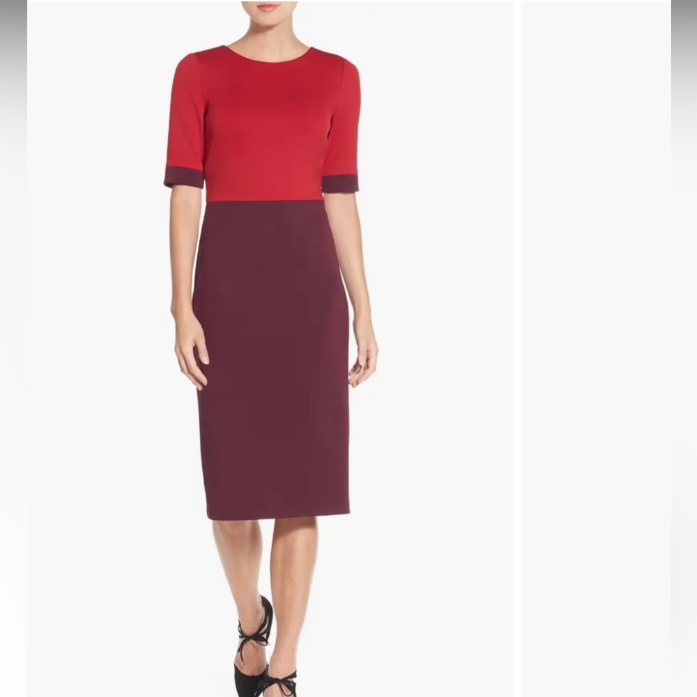 Maggy London Scuba colorblock midi dresss